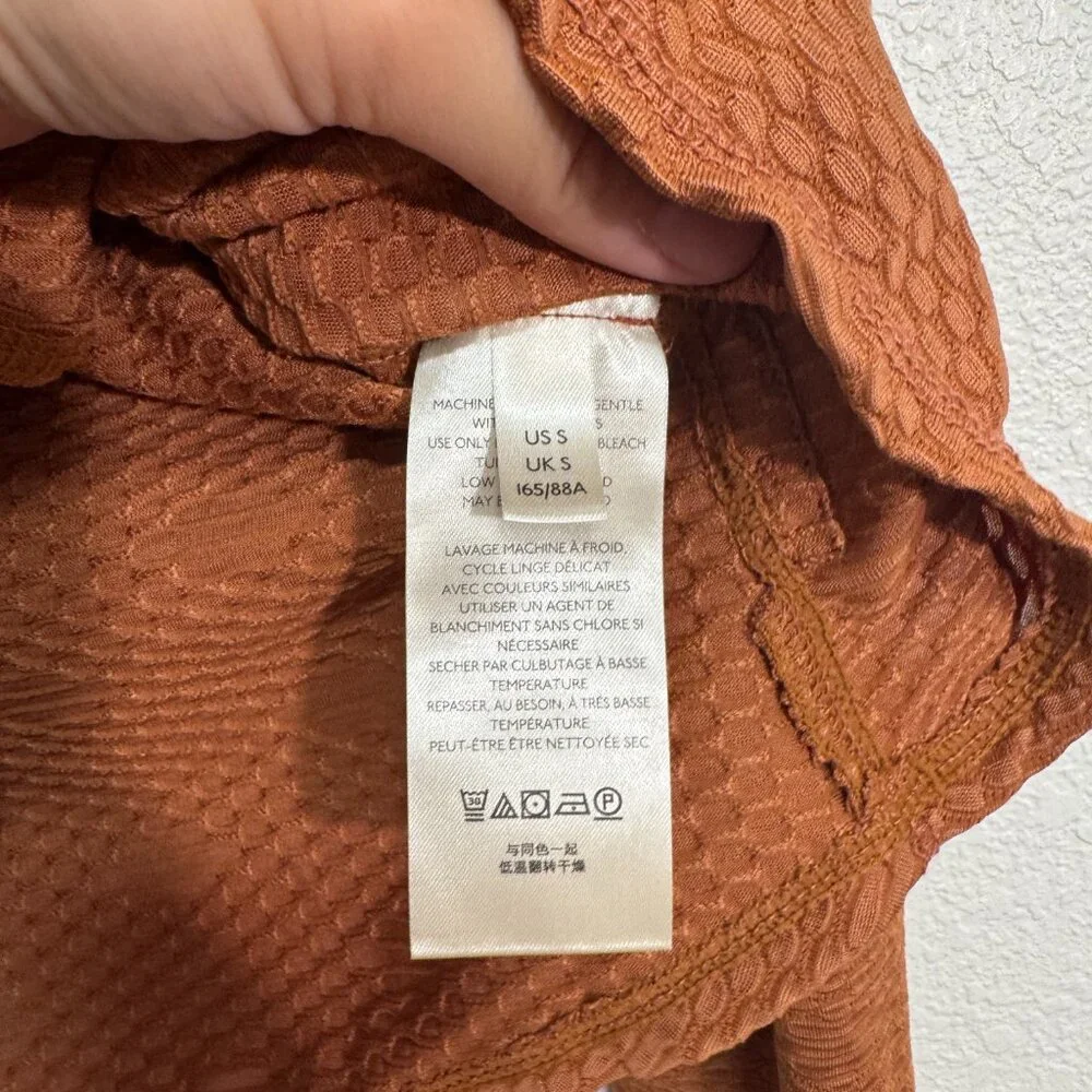 ☀️ FREE PEOPLE Penny Plunge Neck Stretch Wrap Long Sleeve Top Burnt Orange